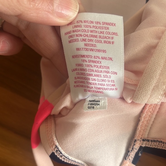 XHILARATION CROSS OPEN BACK ONE PIECE SWIMSUIT PINK STRIPE - Picture 2 of 9